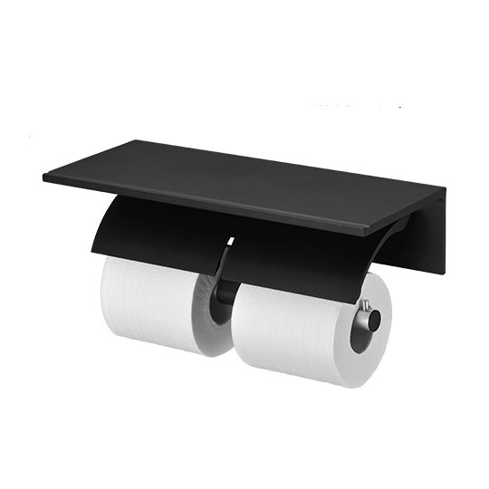 Double Toilet Tissue Holder W/R Corner Shelf (Aluminum W/Anodizing)