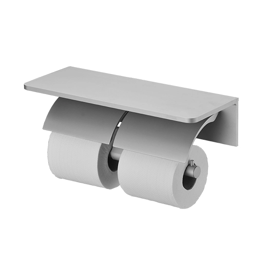 Double Toilet Tissue Holder W/R Corner Shelf (Aluminum W/Anodizing)